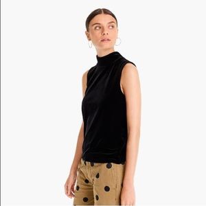 NWT J.Crew Velvet Mockneck Tank Top, Black, Size S